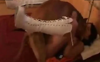 长腿女士正在享受传教士狗性交